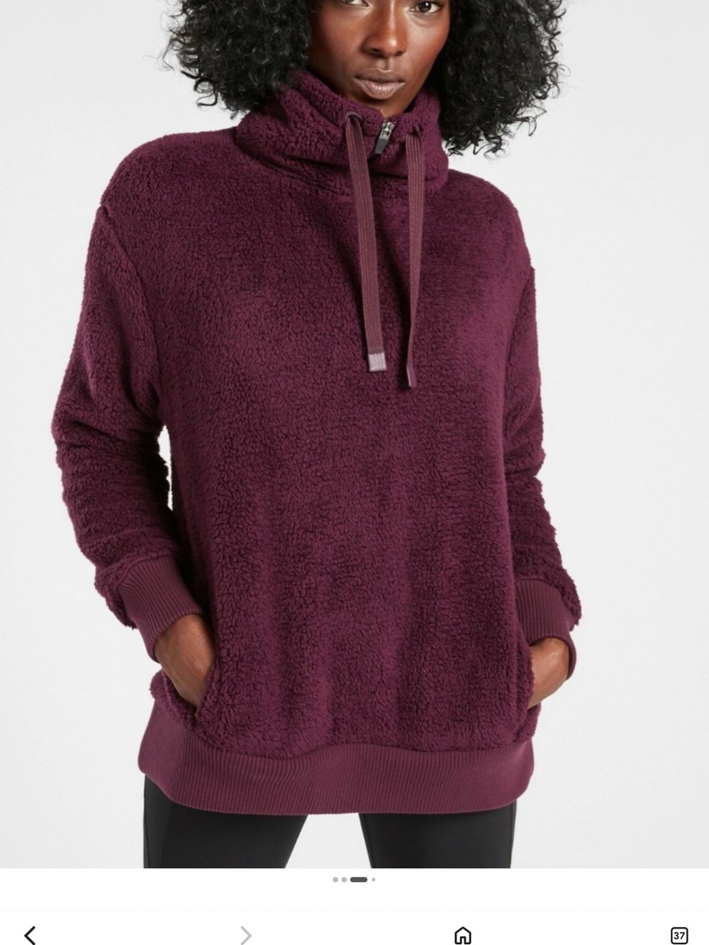 Athleta Talus Sherpa 1/2 zip Cozy Plush Funnel Neck Pullover Plum XXS fleece